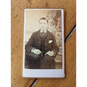 Antique Cabinet Card Man Photo 1800s Victorian Portrait Bennington VT Sipperly